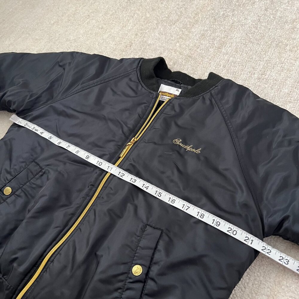 Y2K South Pole Zip Up Black Gold Bomber Jacket XL - Picture 6 of 14